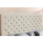 Design ágy Laney 180 x 200 cm pezsgő bézs bársony ágyneműtartóval