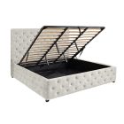 Design ágy Laney 180 x 200 cm pezsgő bézs bársony ágyneműtartóval