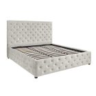 Design ágy Laney 180 x 200 cm pezsgő bézs bársony ágyneműtartóval