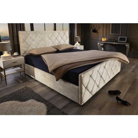 Design ágyneműtárolós ágy Royalis 180x200 cm pezsgő bézs bársony