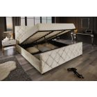 Design ágyneműtárolós ágy Royalis 180x200 cm pezsgő bézs bársony