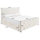 Design ágyneműtárolós ágy Royalis 180x200 cm pezsgő bézs bársony