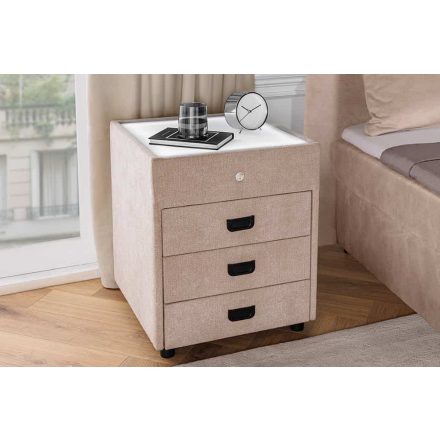 Stílusos éjjeliszekrény Laney led világítással 55 cm bézs