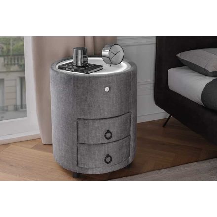 Lunaris kerek éjjeliszekrény led világítással 55 cm szürke