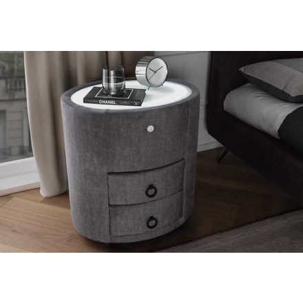 Lunaris ovális éjjeliszekrény led világítással 55 cm szürke