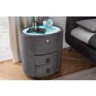 Lunaris ovális éjjeliszekrény led világítással 55 cm szürke