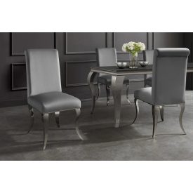 Stílusos szék Rococo III szürke-ezüst bársony