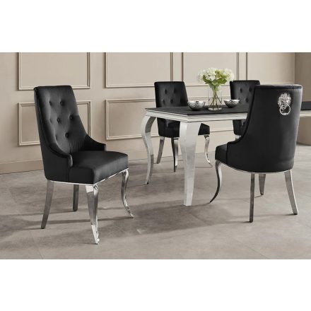 Design szék Rococo Levia fej II fekete-ezüst bársony