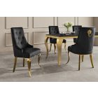 Design szék Rococo Levia fej II fekete-arany bársony