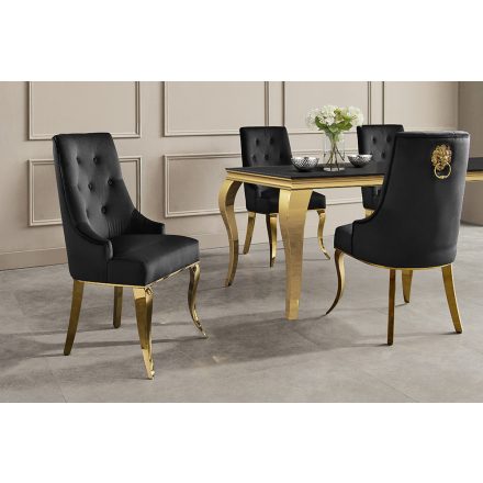 Design szék Rococo Levia fej II fekete-arany bársony