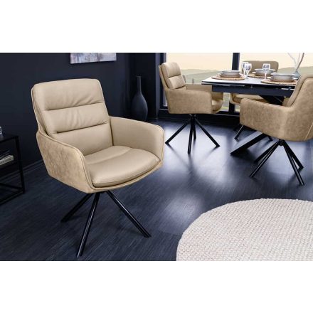 Design forgószék Maddison III bézs bőr