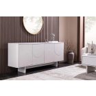 Stílusos komód Elion 180cm 3D fehér / fehér márvány hatású kerámia fedlap  