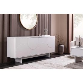   Stílusos komód Elion 180cm 3D fehér / fehér márvány hatású kerámia fedlap  