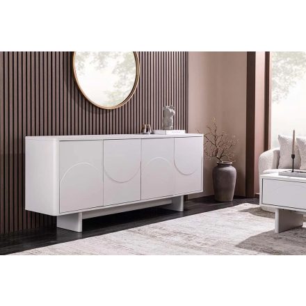 Stílusos komód Elion 180cm 3D fehér / fehér márvány hatású kerámia fedlap  