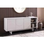 Stílusos komód Elion 180cm 3D fehér / fehér márvány hatású kerámia fedlap  