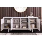 Stílusos komód Elion 180cm 3D fehér / fehér márvány hatású kerámia fedlap  