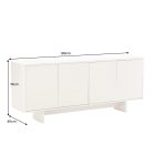 Stílusos komód Elion 180cm 3D fehér / fehér márvány hatású kerámia fedlap  