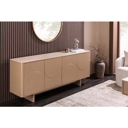 Stílusos komód Elion 180cm 3D barna / travertin márvány hatású kerámia fedlap