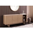 Stílusos komód Elion 180cm 3D barna / travertin márvány hatású kerámia fedlap