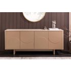 Stílusos komód Elion 180cm 3D barna / travertin márvány hatású kerámia fedlap