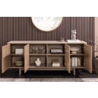 Stílusos komód Elion 180cm 3D barna / travertin márvány hatású kerámia fedlap