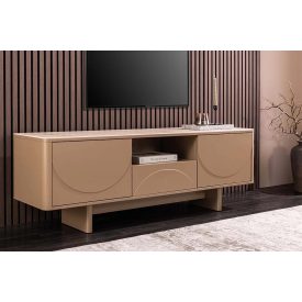   Stílusos TV asztal Elion 150cm 3D barna / travertin márvány hatású kerámia fedlap