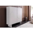 Stílusos magas komód Elion 130cm 3D fehér / fehér márvány hatású kerámia fedlap  