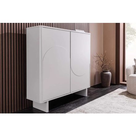 Stílusos magas komód Elion 130cm 3D fehér / fehér márvány hatású kerámia fedlap  