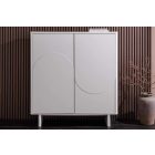 Stílusos magas komód Elion 130cm 3D fehér / fehér márvány hatású kerámia fedlap  