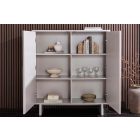 Stílusos magas komód Elion 130cm 3D fehér / fehér márvány hatású kerámia fedlap  