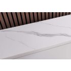 Stílusos magas komód Elion 130cm 3D fehér / fehér márvány hatású kerámia fedlap  