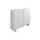 Stílusos magas komód Elion 130cm 3D fehér / fehér márvány hatású kerámia fedlap  