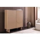 Stílusos magas komód Elion 130cm 3D barna / travertin márvány hatású kerámia fedlap