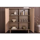 Stílusos magas komód Elion 130cm 3D barna / travertin márvány hatású kerámia fedlap