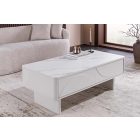 Stílusos dohányzóasztal Elion 120cm 3D fehér / fehér márvány  