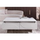 Stílusos dohányzóasztal Elion 120cm 3D fehér / fehér márvány  