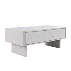 Stílusos dohányzóasztal Elion 120cm 3D fehér / fehér márvány  