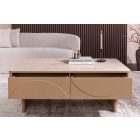 Stílusos dohányzóasztal Elion 120cm 3D barna / travertin márvány hatású kerámia fedlap 