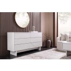 Stílusos komód Elion 150cm 3D fehér / fehér márvány hatású kerámia fedlap  