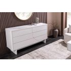 Stílusos komód Elion 150cm 3D fehér / fehér márvány hatású kerámia fedlap  