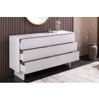 Stílusos komód Elion 150cm 3D fehér / fehér márvány hatású kerámia fedlap  