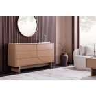 Stílusos komód Elion 150cm 3D barna / travertin márvány hatású kerámia fedlap  
