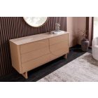 Stílusos komód Elion 150cm 3D barna / travertin márvány hatású kerámia fedlap  