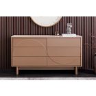 Stílusos komód Elion 150cm 3D barna / travertin márvány hatású kerámia fedlap  