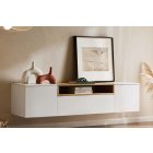 Stílusos TV asztal Arvo 160cm függő fehér - natúr barna