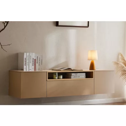 Stílusos TV asztal Arvo 160cm függő világosbarna - natúr barna 