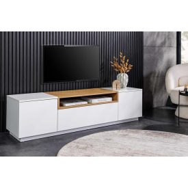 Stílusos TV asztal Arvo 160cm fehér - natúr barna