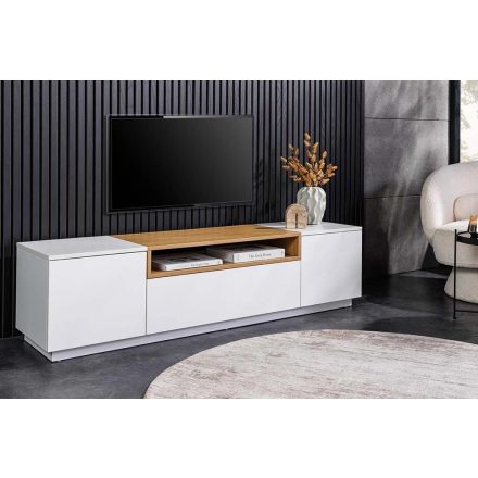 Stílusos TV asztal Arvo 160cm fehér - natúr barna