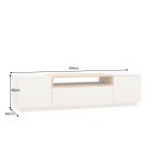 Stílusos TV asztal Arvo 160cm fehér - natúr barna