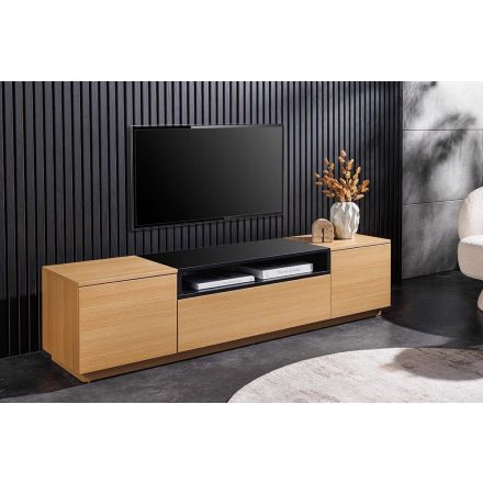 Stílusos TV asztal Arvo 160cm natúr barna - fekete